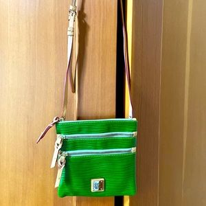 Dooney & Bourke Kelly green with rich leather accents crossbody bag